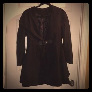 Black polyester peacoat